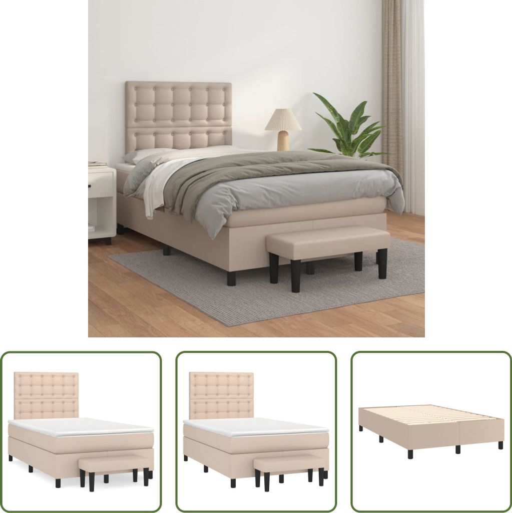 The Living Store Boxspringbett Matratze Cappuccino-Braun 120x200cm Kunstleder