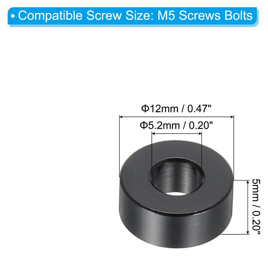 M5 Aluminium Abstandshalter 6 Stš¹ck Metall Distanzhš¹lsen 5.2 mm ID x 12 mm OD x 5 mm L Unterlegscheiben Ohne Innengewinde Schraubenabstand Ru...