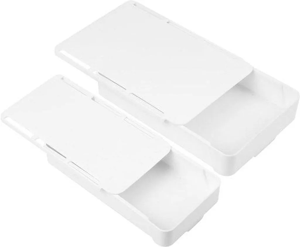 Organisateur de bureau adhésif - Lot de 2 tiroirs de rangement gris