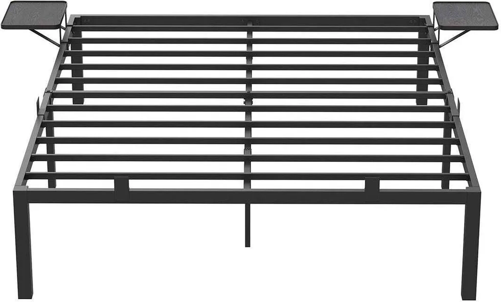 Lit plateforme en métal noir 140x190 cm Rootz Classic avec grand rangement