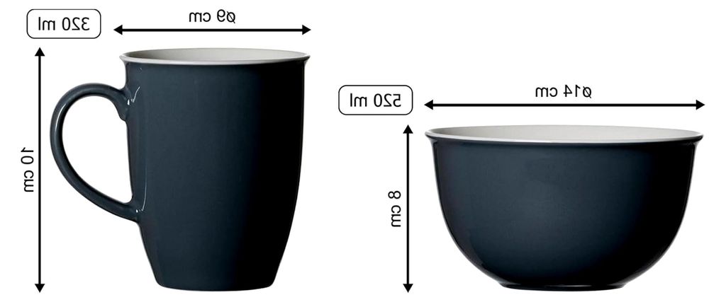 Frühstücks-Set Doppio mit individueller Gravur, Kaffeebecher (320 ml) und Müslischale (14 cm) mit 2-zeiligem Gravurbereich, Lasergravur in Silbe...