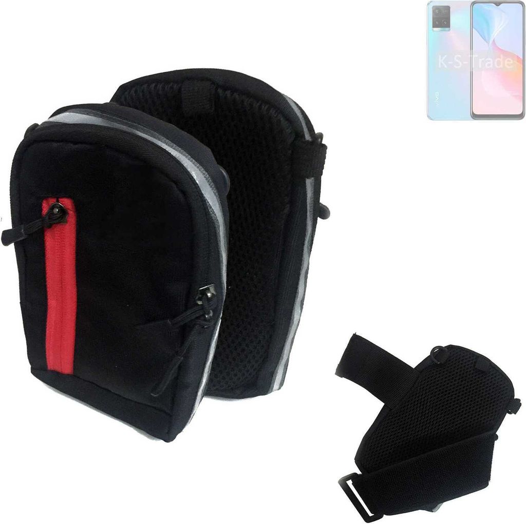 K-S-Trade Outdoor Gürteltasche Holster Umhängetasche kompatibel mit Vivo Y21s schwarz Handy Tasche Case travelbag Schutz Hülle Handy Hülle