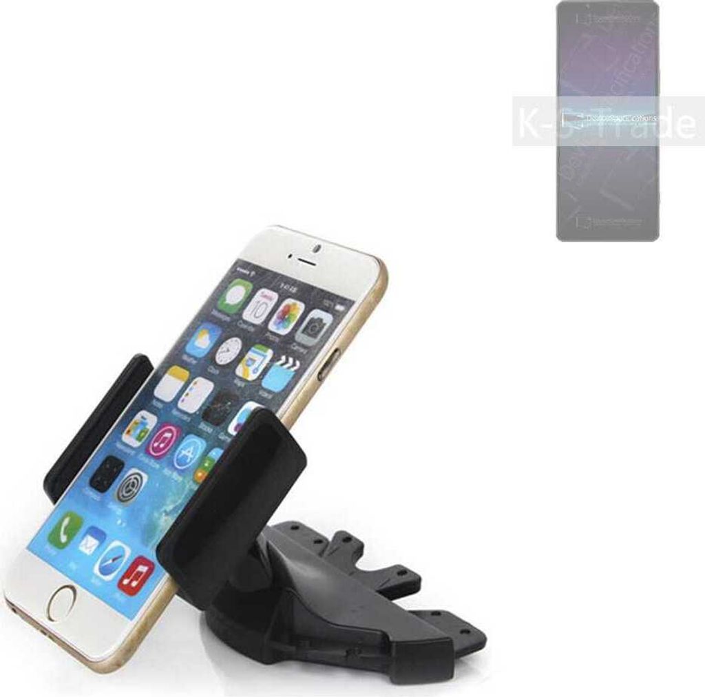 K-S-Trade CD Schlitz Halterung kompatibel mit Sony Xperia 1 IV Autohalterung KFZ-Halter Radio Handy Halterung 360° drehbar schwarz