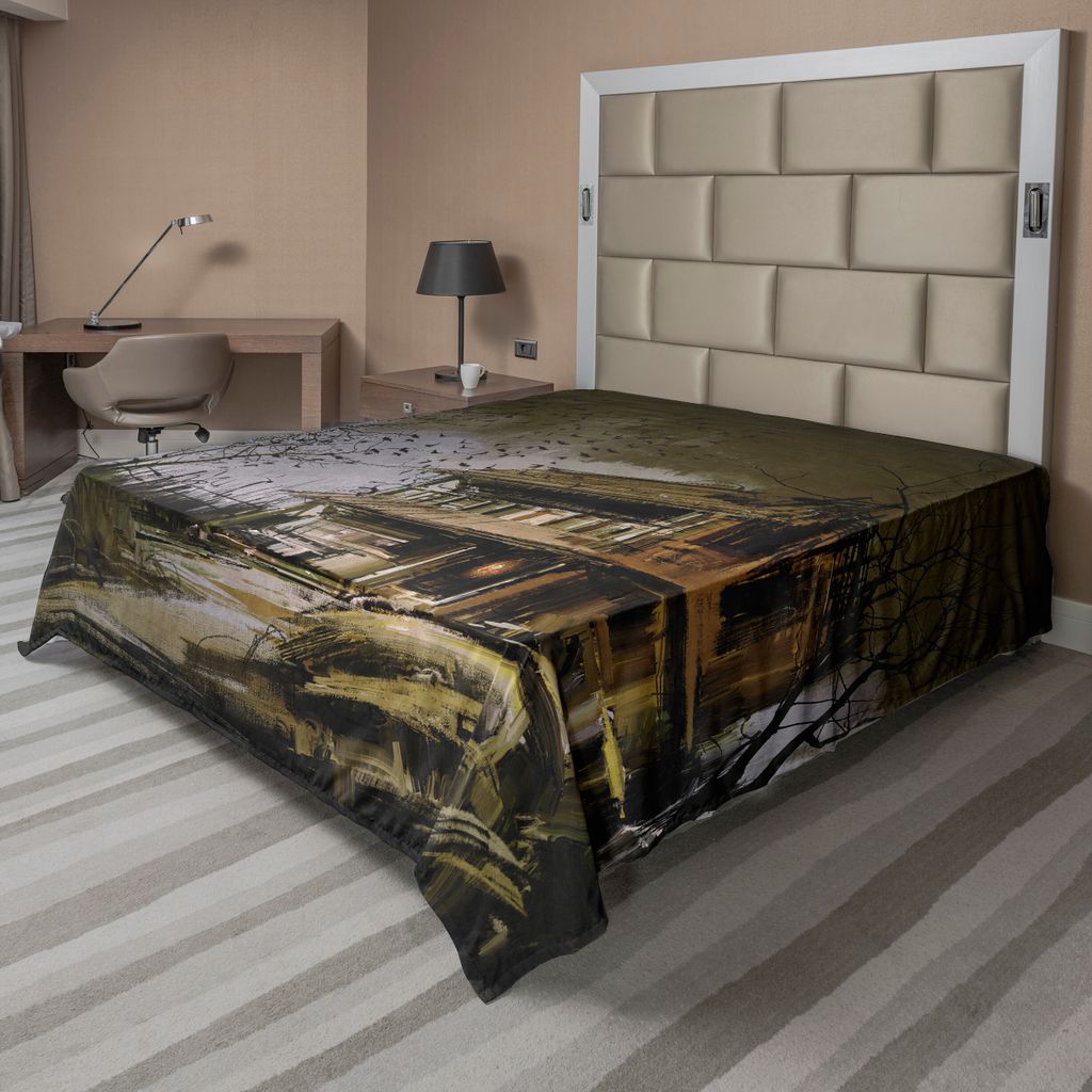 ABAKUHAUS Rustikal Bettlaken, Altes frequentiertes verlassenes hölzernes Haus an der dunklen Nacht mit gruseliger Horror-Farbe der Schläger, weic...