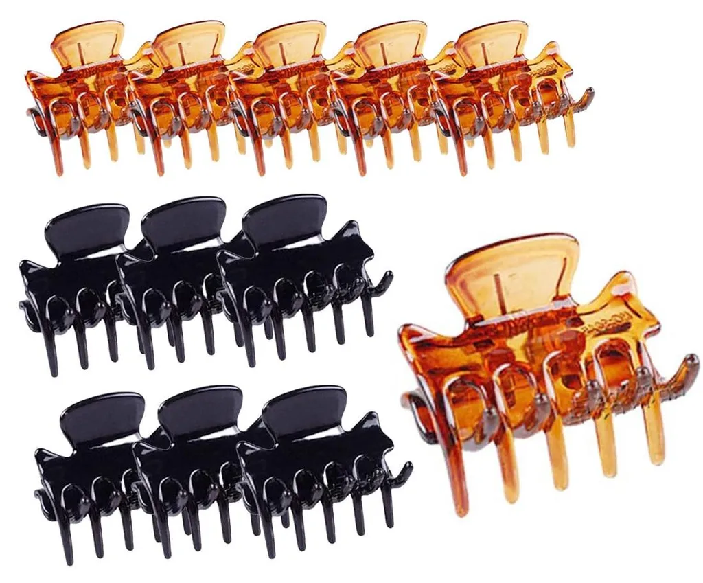 Barrettes à cheveux en plastique café lot de 12 pièces taille moyenne