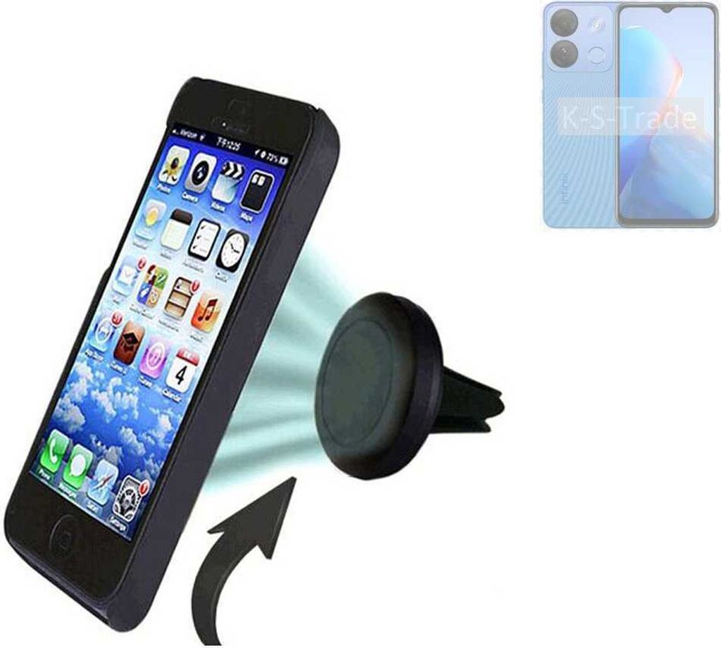 K-S-Trade Kompatibel mit Infinix Smart 7 HD Auto Handy Halterung KFZ Halter Lüftungsgitterhalterung Air Vent mount Smartphone Halter