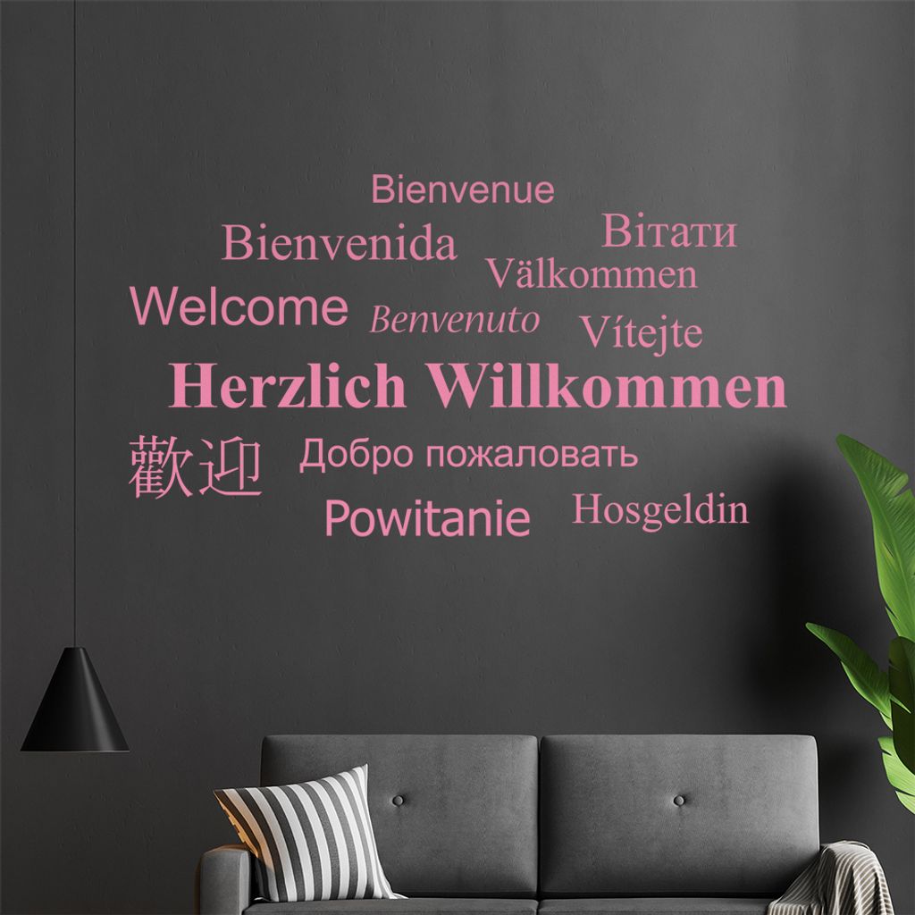 Herzlich Willkommen Wandtattoo in 6 Größen - Wandaufkleber Wall Sticker - Dekoration, Küche, Wohnzimmer, Schlafzimmer, Badezimmer
