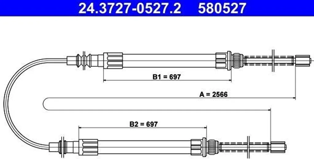 Câble de Frein à Main pour Fiat Ducato 290 - Essieu Arrière Longueur 3180mm