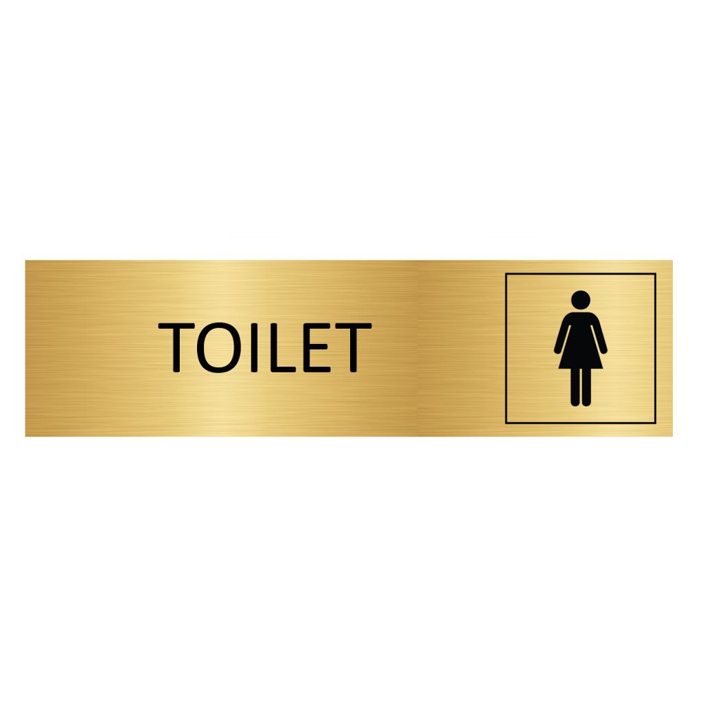 CombiCraft Aluminium Türschild Gold Toilet Frau 165x45mm mit 3M-Tape