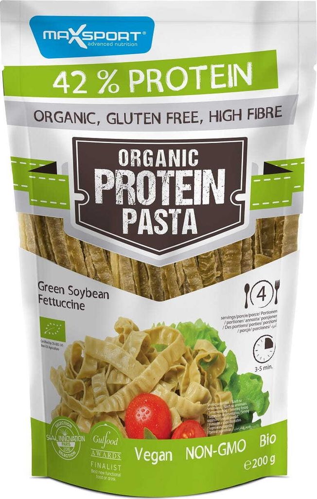 Max Sport Organic Protein Pasta 200 g Fettuccine (grüne Soja) / Protein Nudeln, Reis / Glutenfreie, ballaststoffreiche -Eiweißnudeln