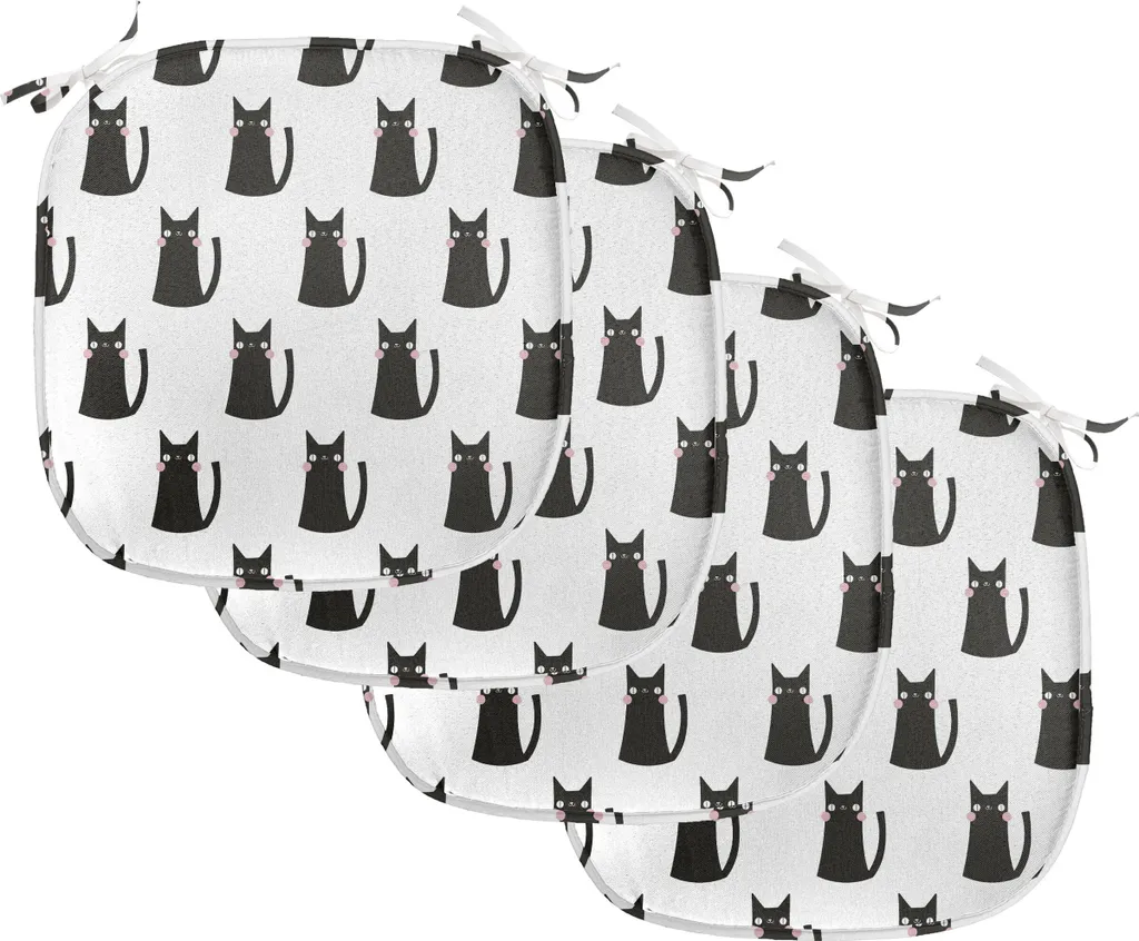ABAKUHAUS Cuscino per sedie da sala da pranzo, sfoderabile, monocromatico, cuscino decorativo impermeabile con cinturini per sedie da cucina, 40 cm x 40 cm, confezione da 4, grigio antracite rosa pallido