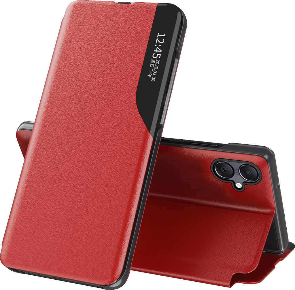 Hülle für Samsung Galaxy A05 Smart View Fenster Flip Stand Cover Kunstleder Schutzhülle Rot