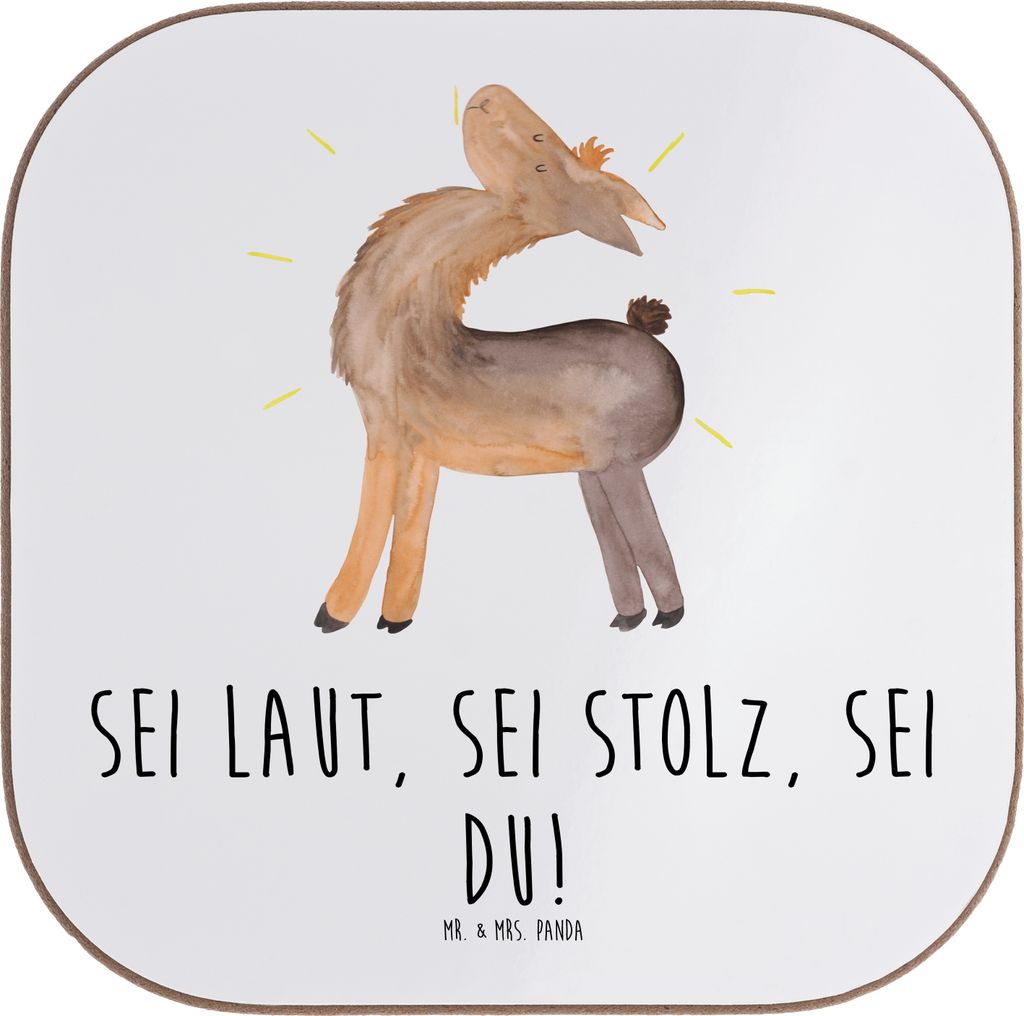Mr. & Mrs. Panda Holzuntersetzer Sei du Mutig - Weiß - Geschenk, Trost, Zuversicht, liebevoll handgefertigt, gläseruntersetzer, Anderssein, Coast...
