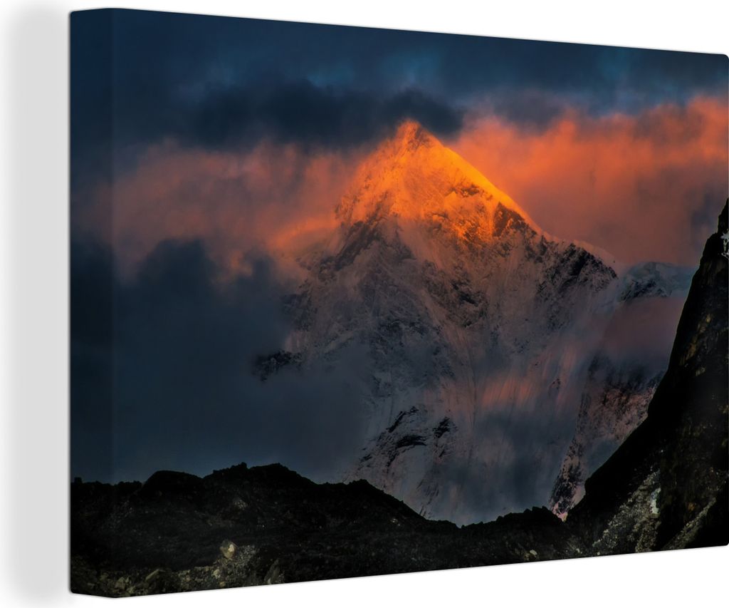OneMillionCanvasses - Leinwandbilder - 140x90 cm, Sonnenuntergang im Himalaya, Wandbilder Kunstdruck Wanddekoration - Foto auf Leinwand - Gemäld...