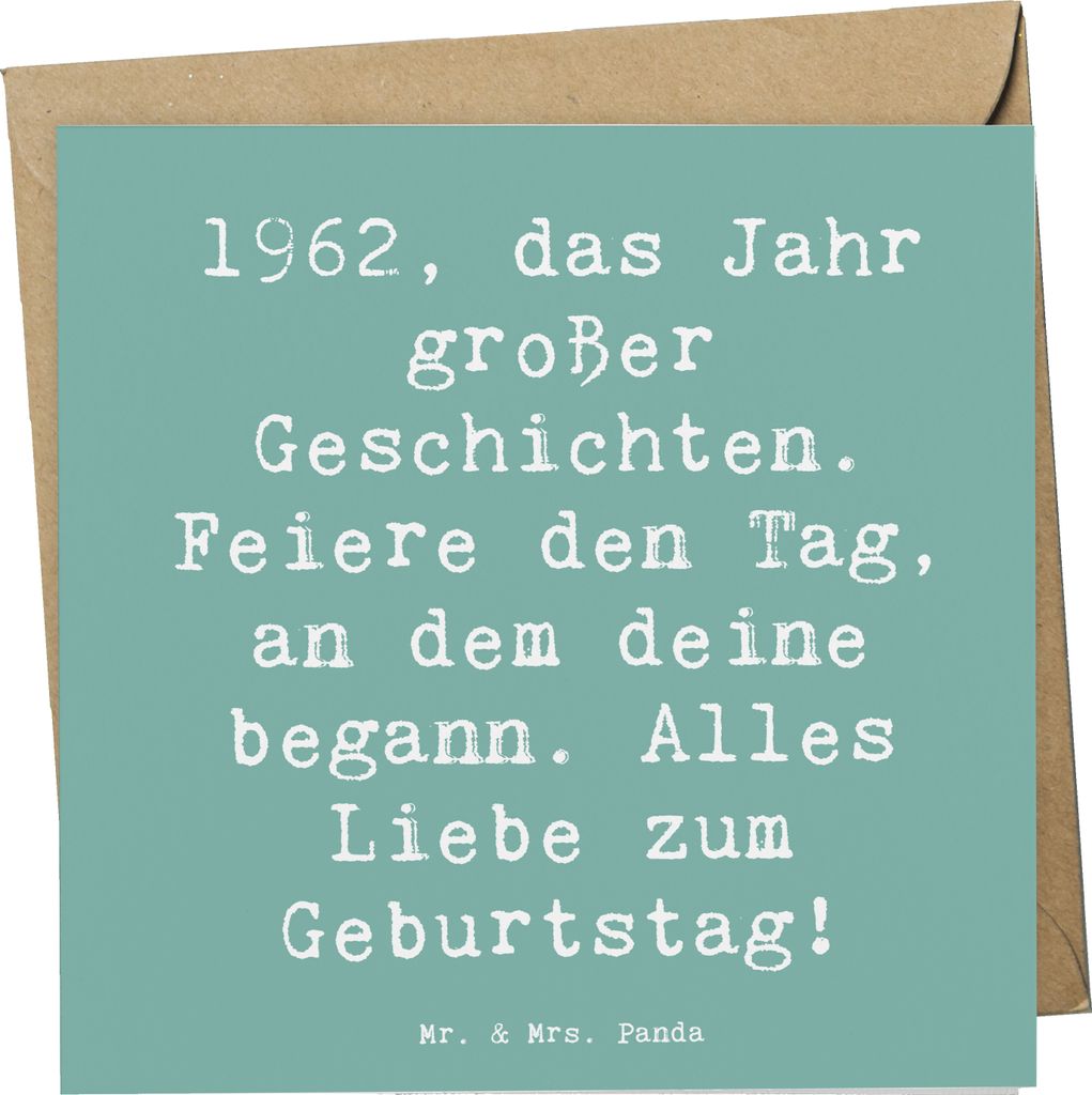 Mr. & Mrs. Panda Glückwunschkarte Spruch 1962 Geburtstag - Meeresbrise - Geschenk, faltkarte, Happy Birthday, besondere Geschenke, anlasskarte, Gr...