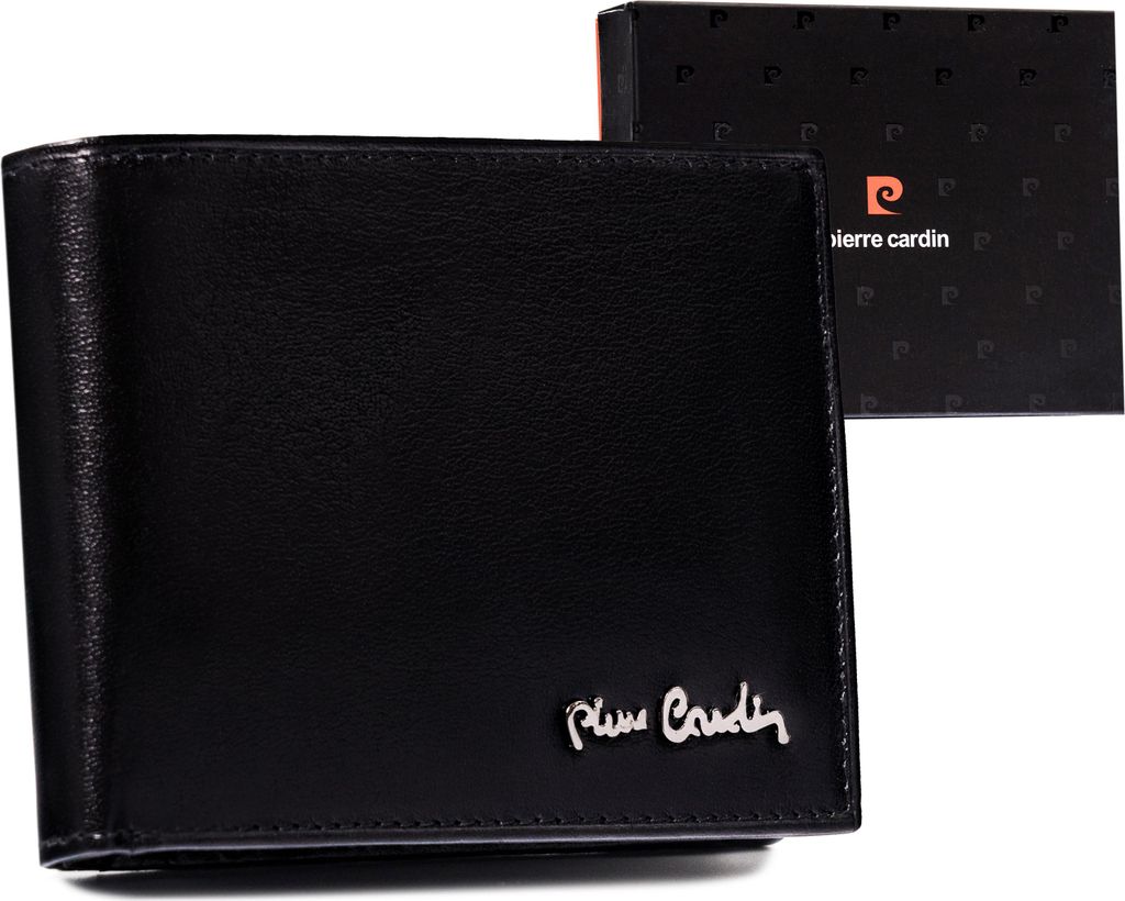 Pierre Cardin | Klassische, elegante Herrengeldbörse, aus Naturleder, Schwarz, 12x9 cm