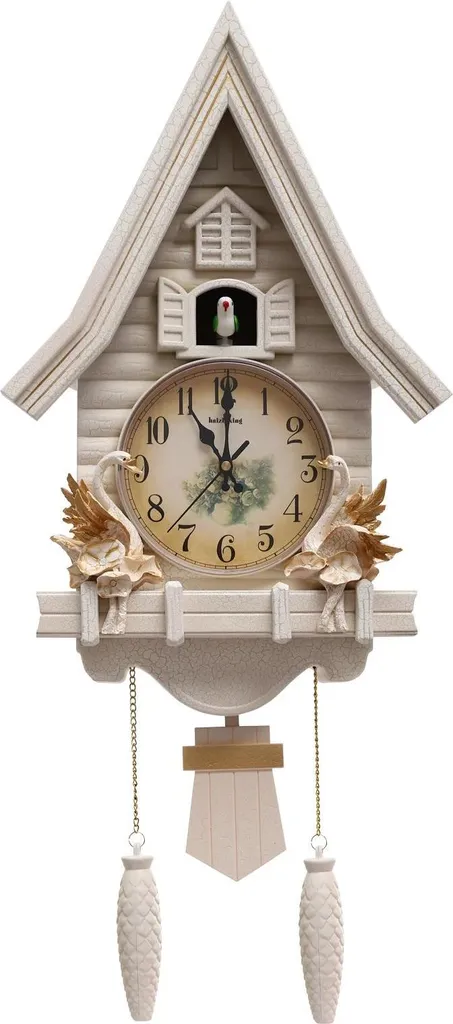 Horloge murale coucou blanche design maison pour décoration de salon chic