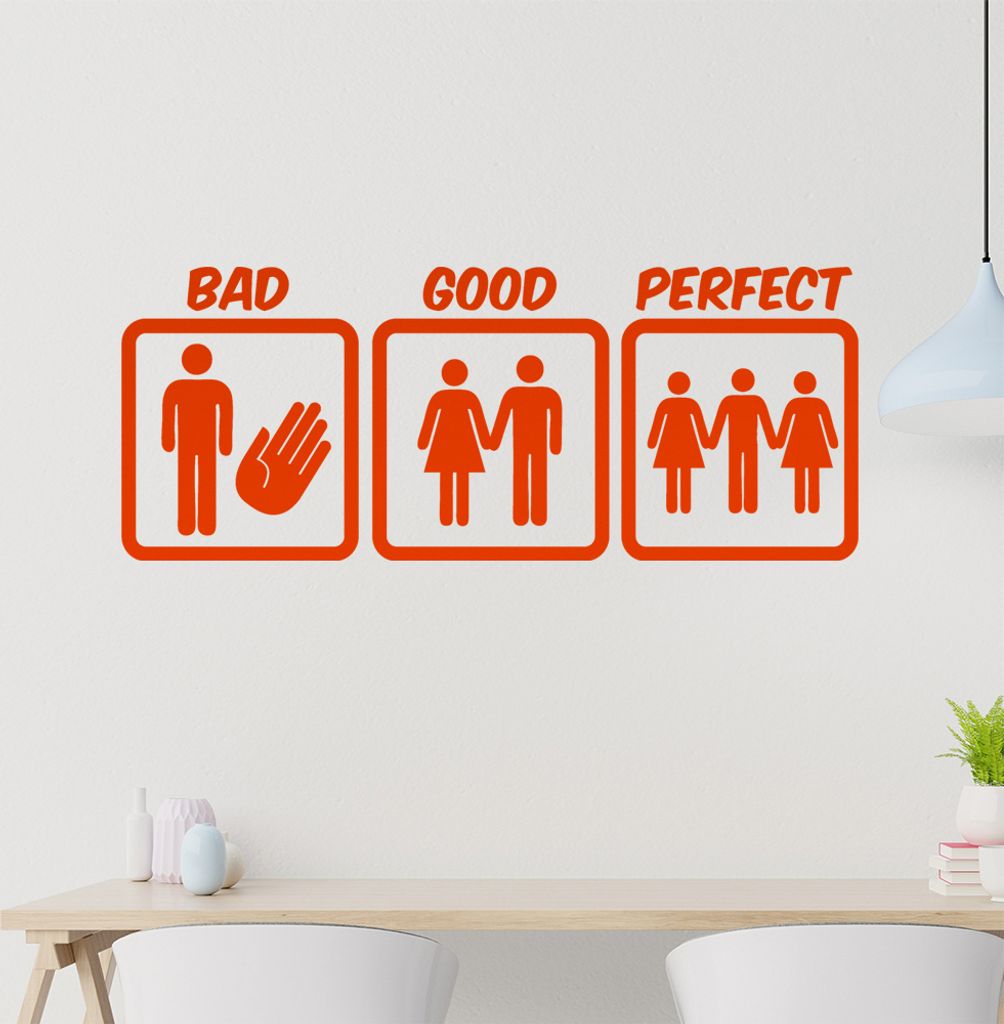 Bad Good Perfect Wandtattoo in 6 Größen - Wandaufkleber Wall Sticker - Dekoration, Küche, Wohnzimmer, Schlafzimmer, Badezimmer