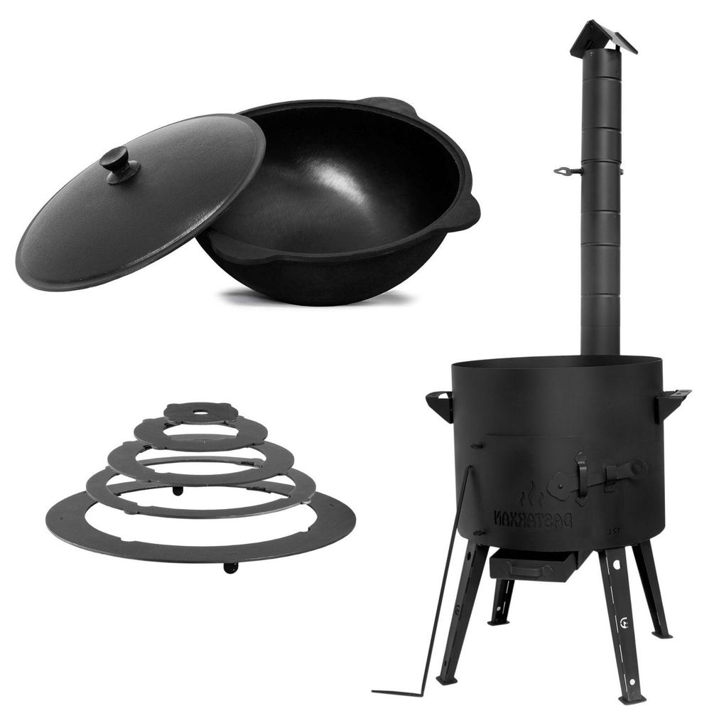 Ø40cm Uchag 2mm Stahl Abzugsrohr Adapter-Ringe 12L Kazan Kasan Kessel Utschag Utschak-Ofen Feldküche Feuerstelle Campingofen Außenküche Eintop...