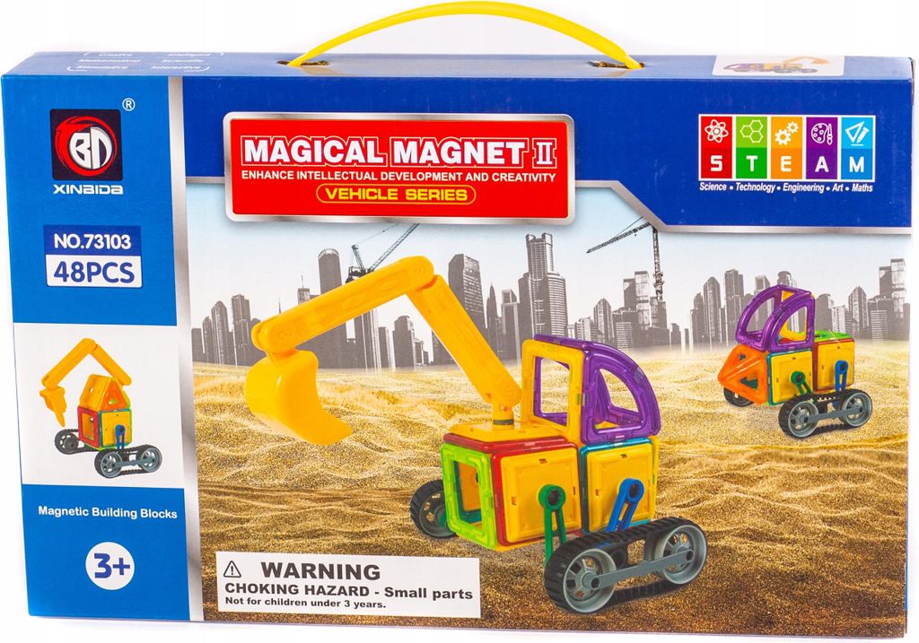 Magnetische Bausteine 3D Baufahrzeuge Konstruktionsset 48 Teile Kreativ Kinder