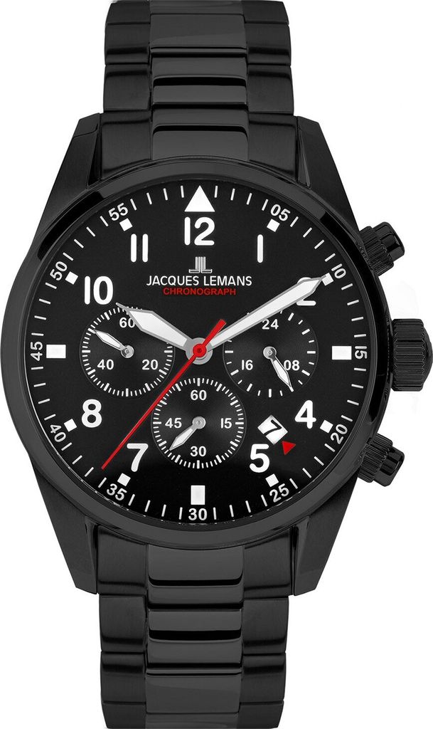Jacques Lemans 42-2H Herrenuhr Chronograph Sport Schwarz