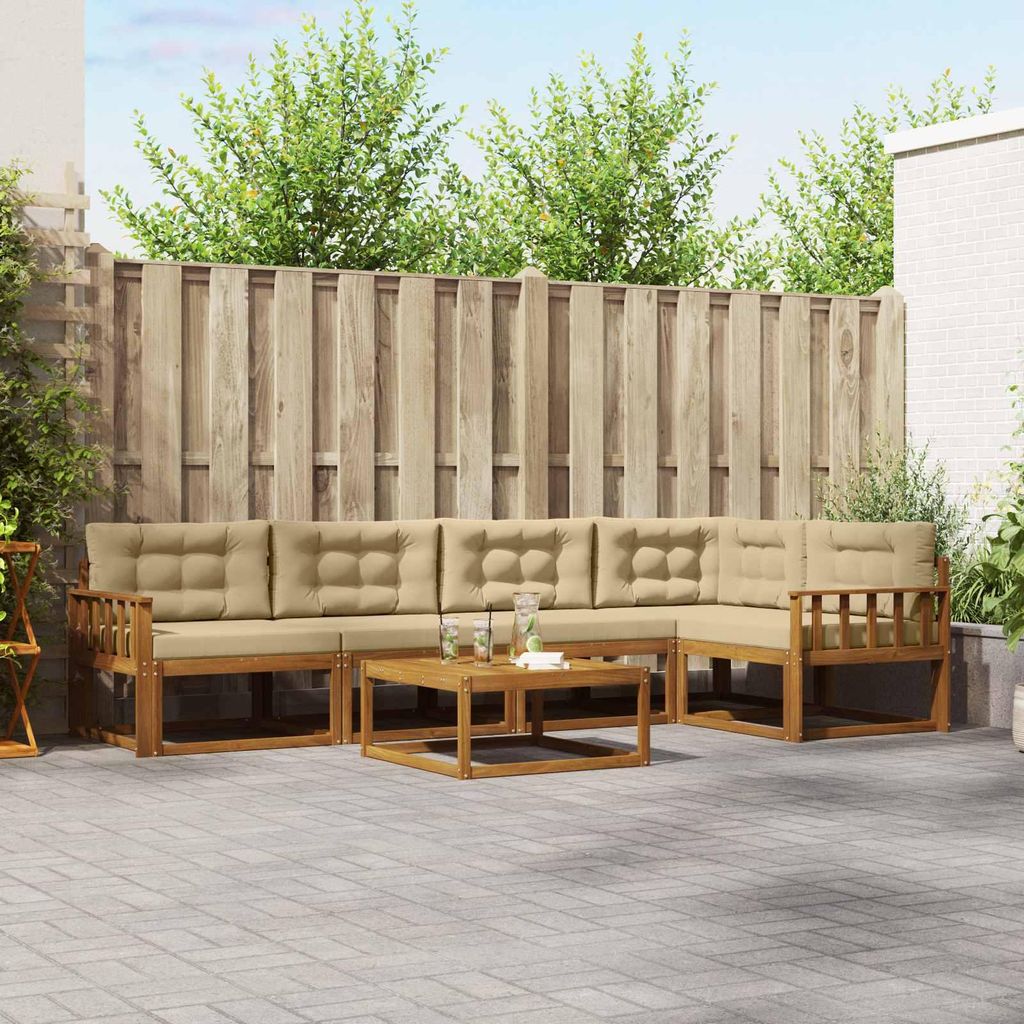 Outdoor-Sofagarnitur mit Kissen (6 pcs)- CLORIS - Natur und Beige - Gartensofas C105