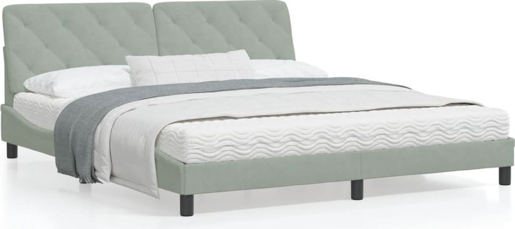 Maison Exclusive - Bettgestell mit LED ohne Matratze Hellgrau 180x200 cm Samt