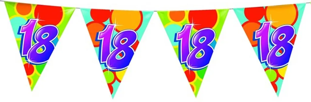 Pack 5 Guirlandes 10m Massamarkt - Décoration Drapeaux 18 Ans Illustrés