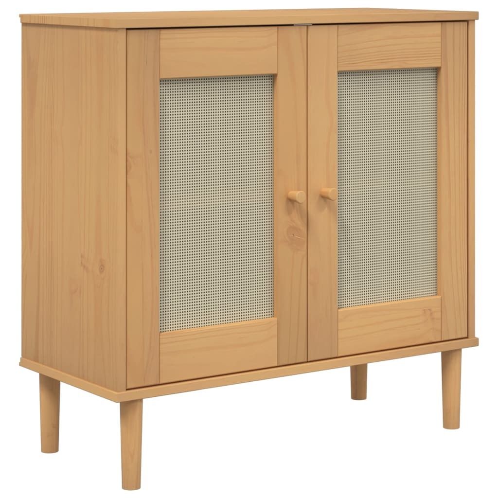 Sideboard SENJA Rattan-Optik Braun 80x35x80 cm Kiefernholz