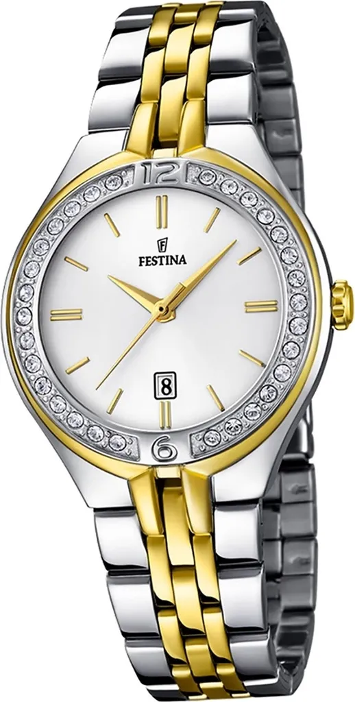 Montre Femme Durable et Anti-Rayures en Acier Argenté Or Festina
