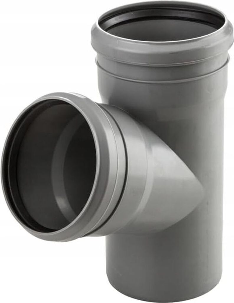 HT Abzweig DN 110 x 75/90 87° T-Stück Verbinder Grau PP Kunststoff | mit Dichtung | Gummidichtung | Abwasser Installation | Kanalrohrsystem | Abf...