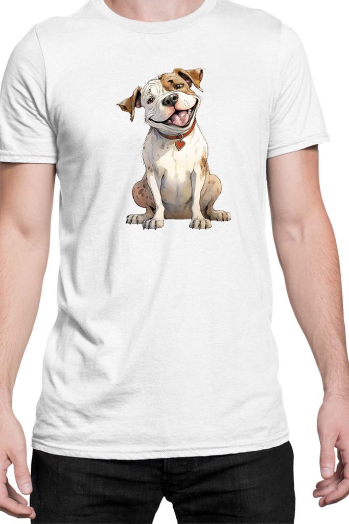 Herren T-Shirt Funny Dogs Breeds American Bulldog Breed Dog Breed, Man 5XL / Weiß