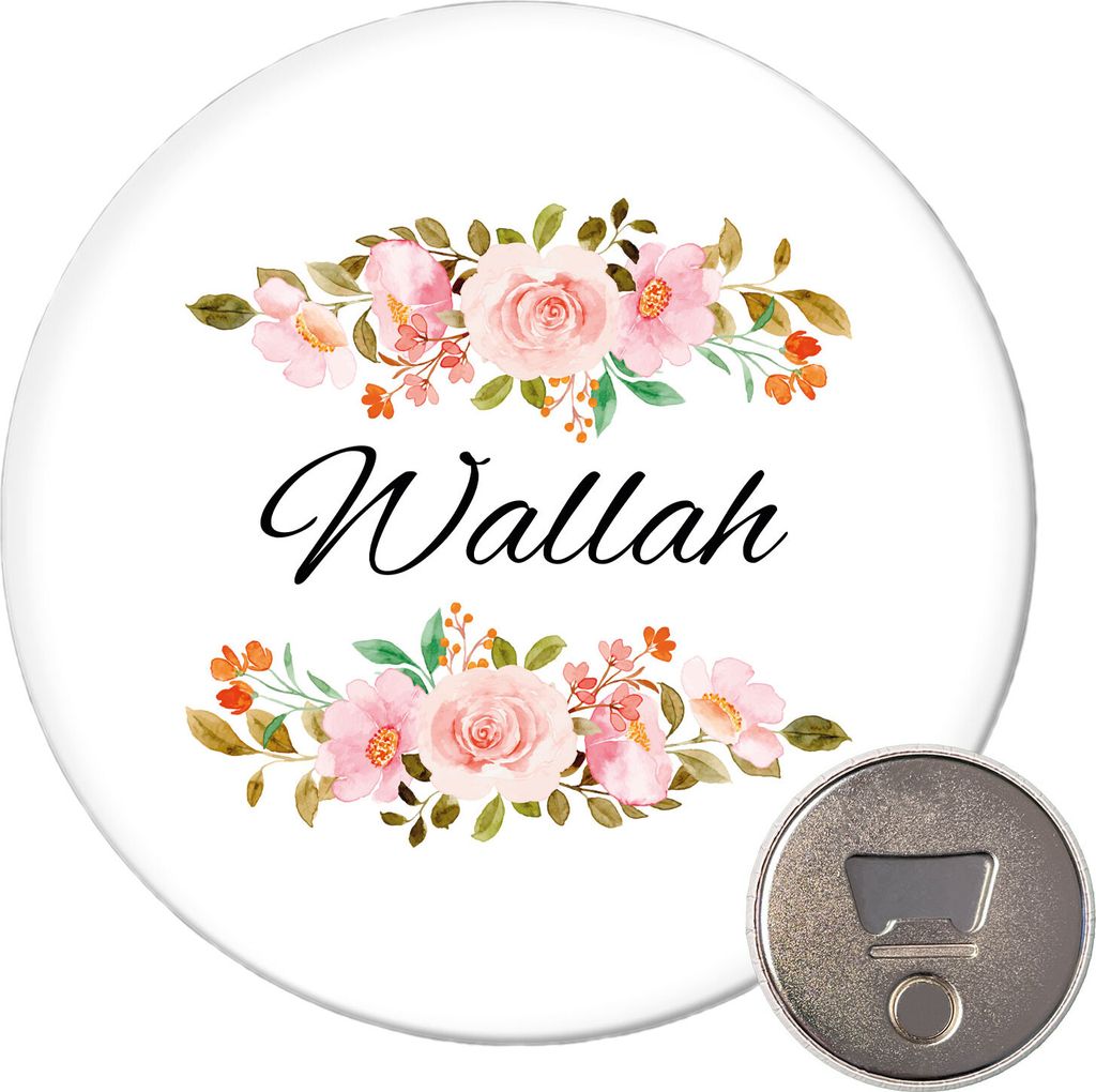 Huuraa Magnet Wallah arabisch Blumen 59mm Kühlschrankmagnet rund Flaschenöffner Geschenkidee