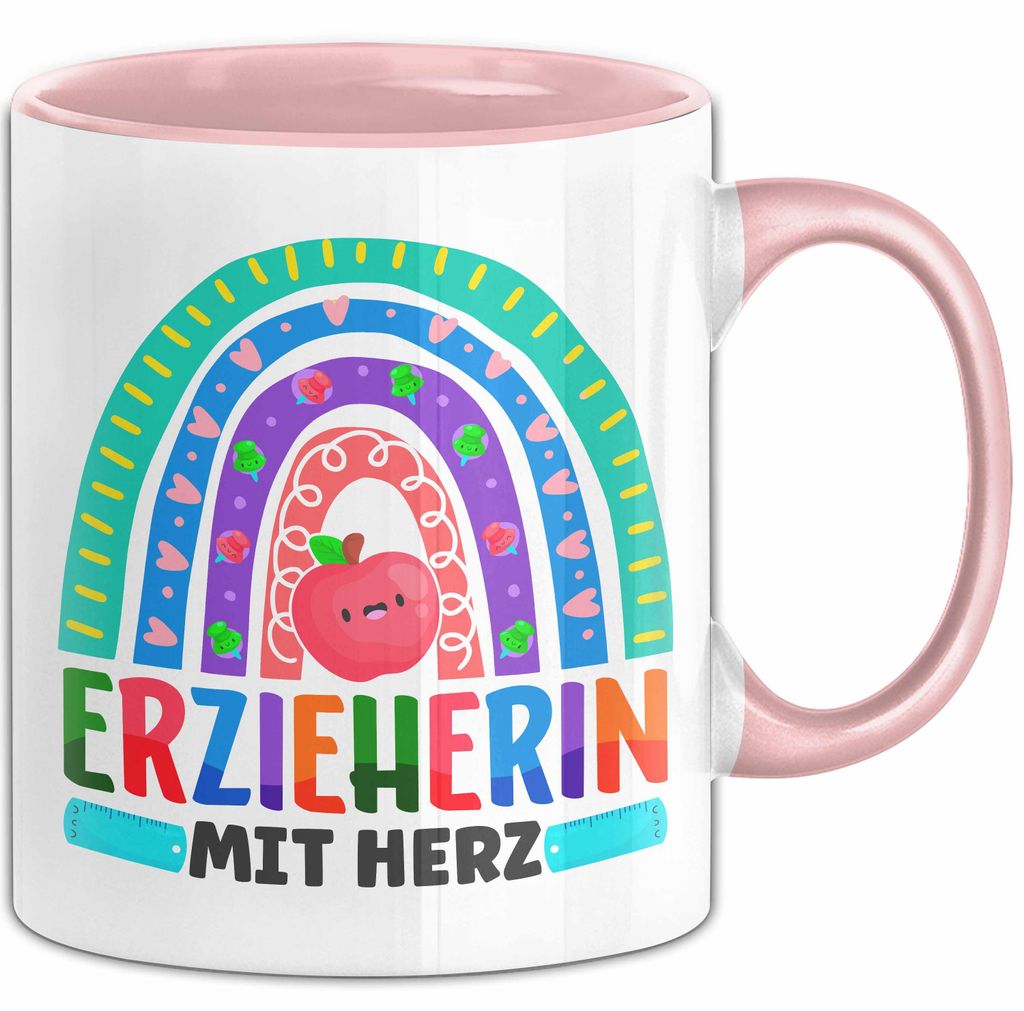 Erzieherin Mit Herz Tasse Lustiges Geschenk Für Erzieherin Kindergarten Frau (Rosa)