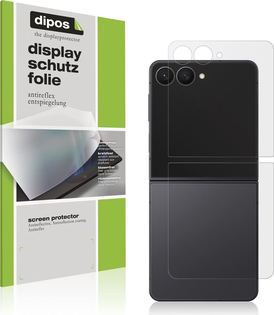 2x Schutzfolie für Samsung Galaxy Z Flip7 Aussenseite matt Displayschutzfolie Folie Display Schutz (je 2 Folien für Aussen-Display + Rückseite)