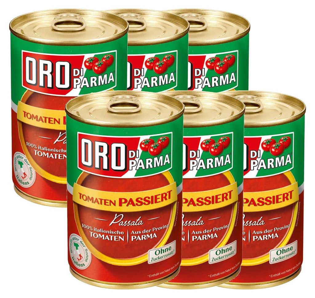 ORO di Parma passiert und geschälte Tomaten Dose 425g 6er Produktbild 