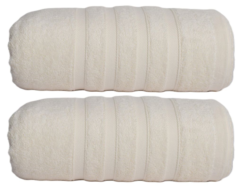 2er Pack Saunatuch 70x200 cm Baumwolle Weich Soft Frottee Saugfähig Saunatücher, Farbe:natur