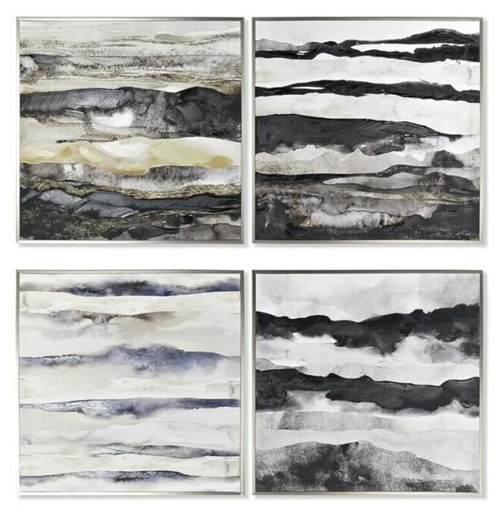 Tableau pour Salon Moderne Noir et Or en Toile Set de 4 Pièces 79 cm