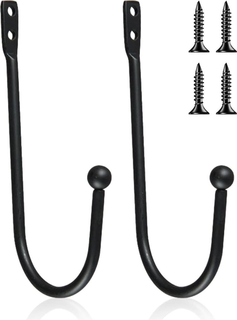 Gordijnhaken mit Montagepaket - 2 Stück Schwarz für Organisation und Dekoration