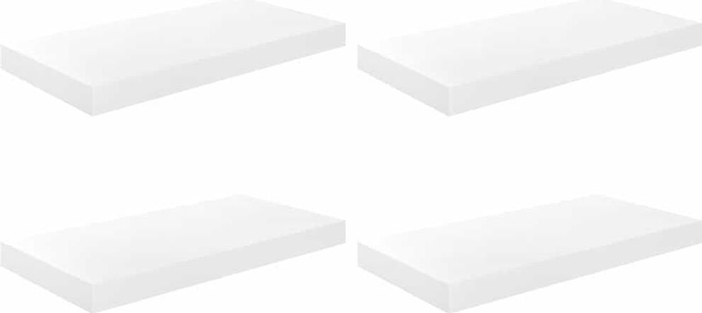 vidaXL Schweberegale 4 Stk. Hochglanz-Weiß 50x23x3,8 cm MDF Produktbild 