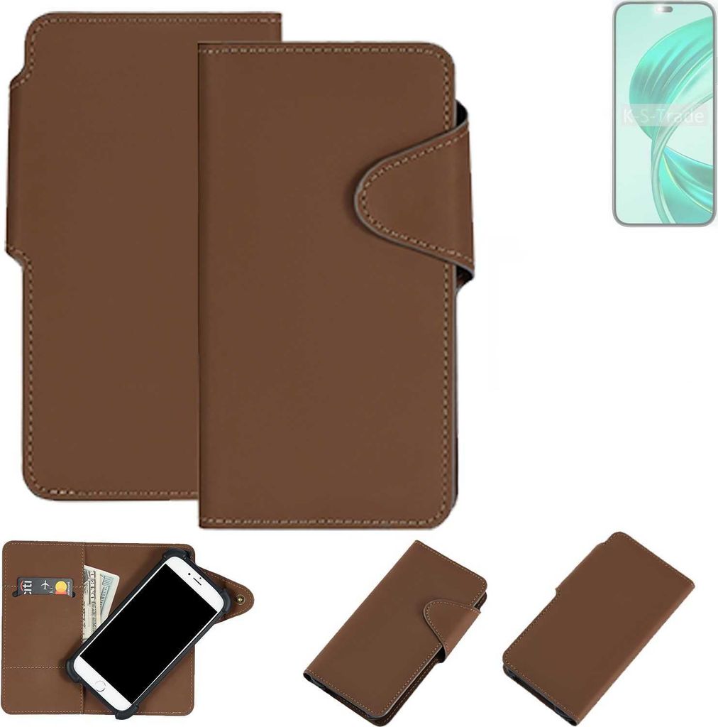 K-S-Trade Schutzhülle Klapphülle Kunstleder kompatibel mit Honor X8b braun Handy Hülle Wallet Case