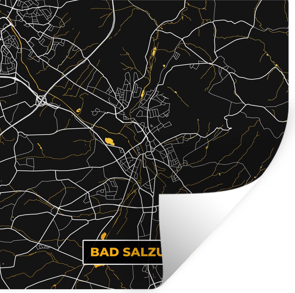 MuchoWow Wandtattoo Wandsticker Wandaufkleber Stadtplan - Karte - Bad Salzuflen - Gold - Deutschland - Karte 30x30 cm Selbstklebend und Repositio...