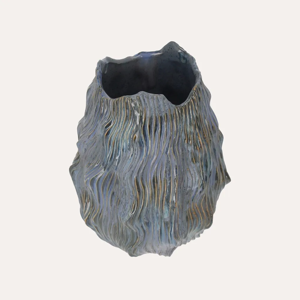 Vase bleu 32 cm pour décoration de table et salon style nautique
