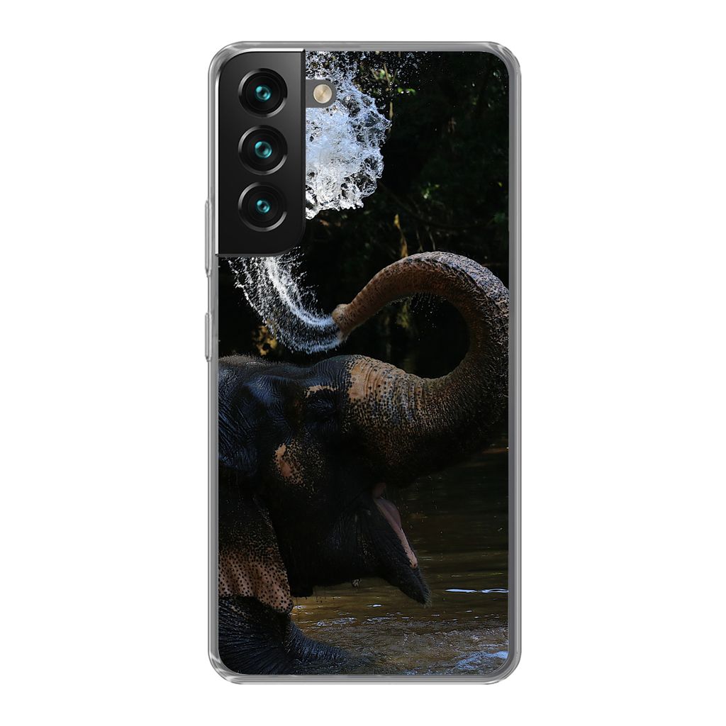 MuchoWow Handyhülle Schutzhülle Hülle für Samsung Galaxy S22 Plus Elefant - Wasser - Rüssel - Tiere - Natur Silikon Softcase Handy Hülle - ...