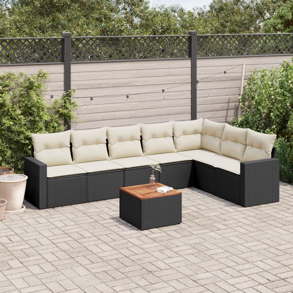 Maison Exclusive - 8-tlg. Garten-Sofagarnitur mit Kissen Schwarz Poly Rattan