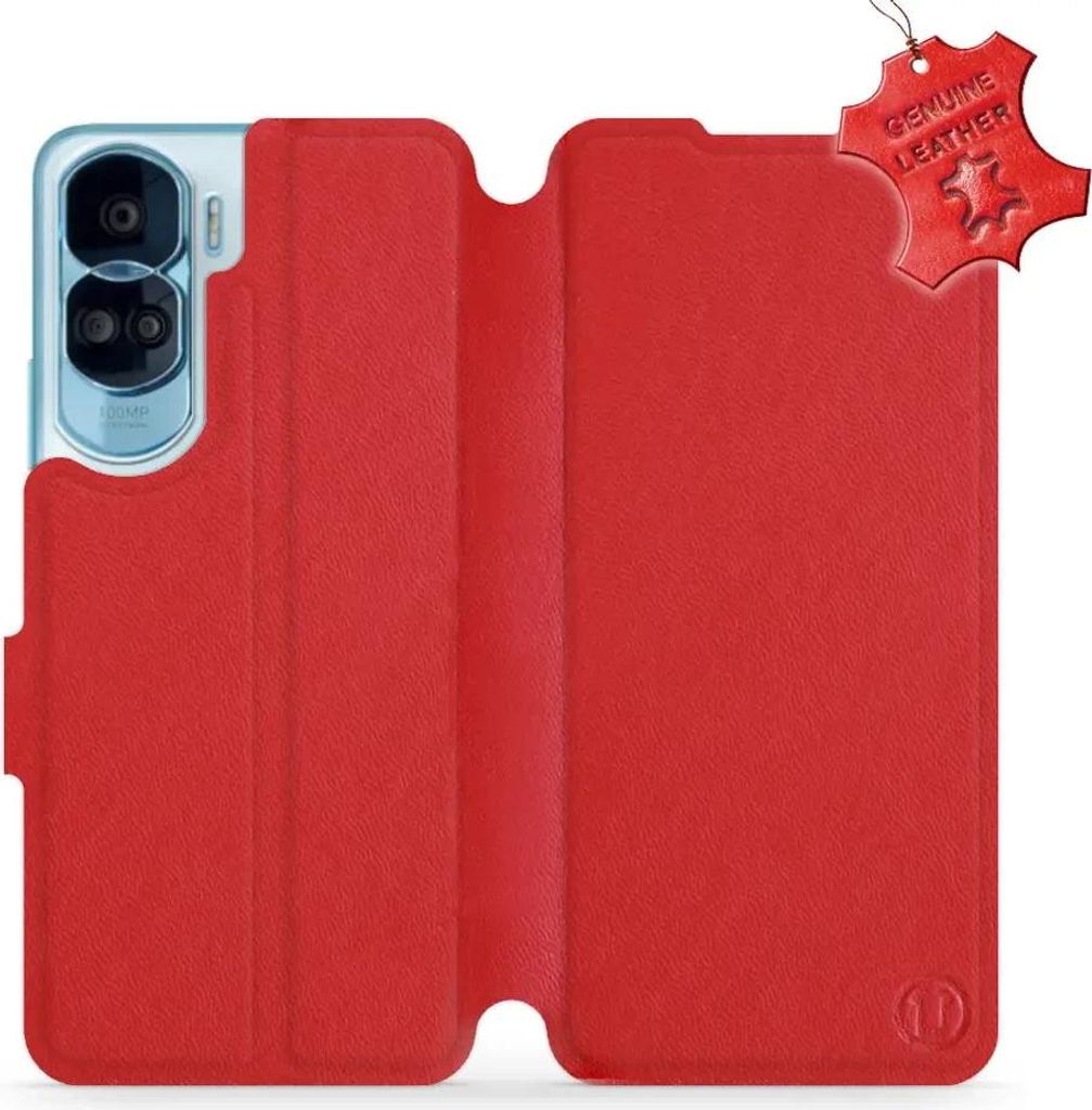Echtleder Handyhülle für Honor 90 Lite, Mobiwear Leather, Rot