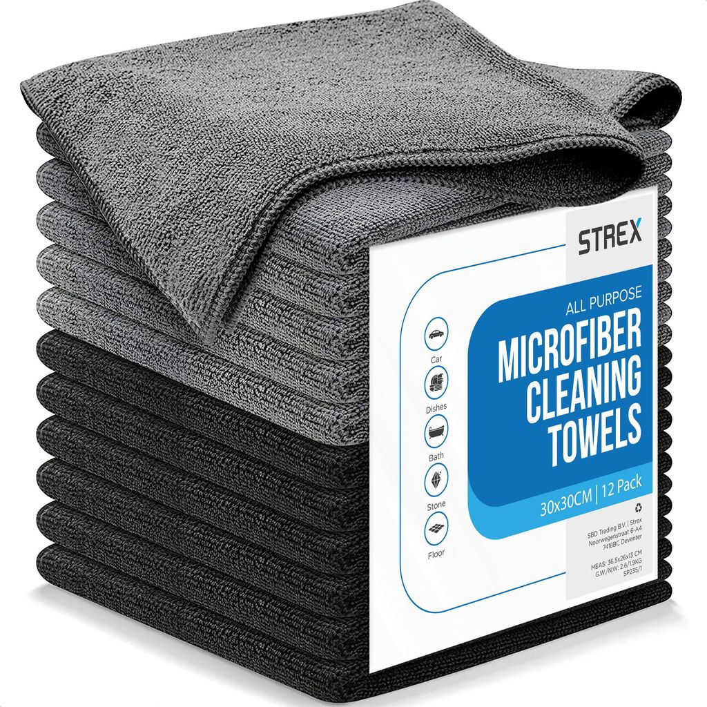 Strex Microvezeldoekjes - 12 Stuks 30 x 30 cm - Wasbaar - Productafbeelding 