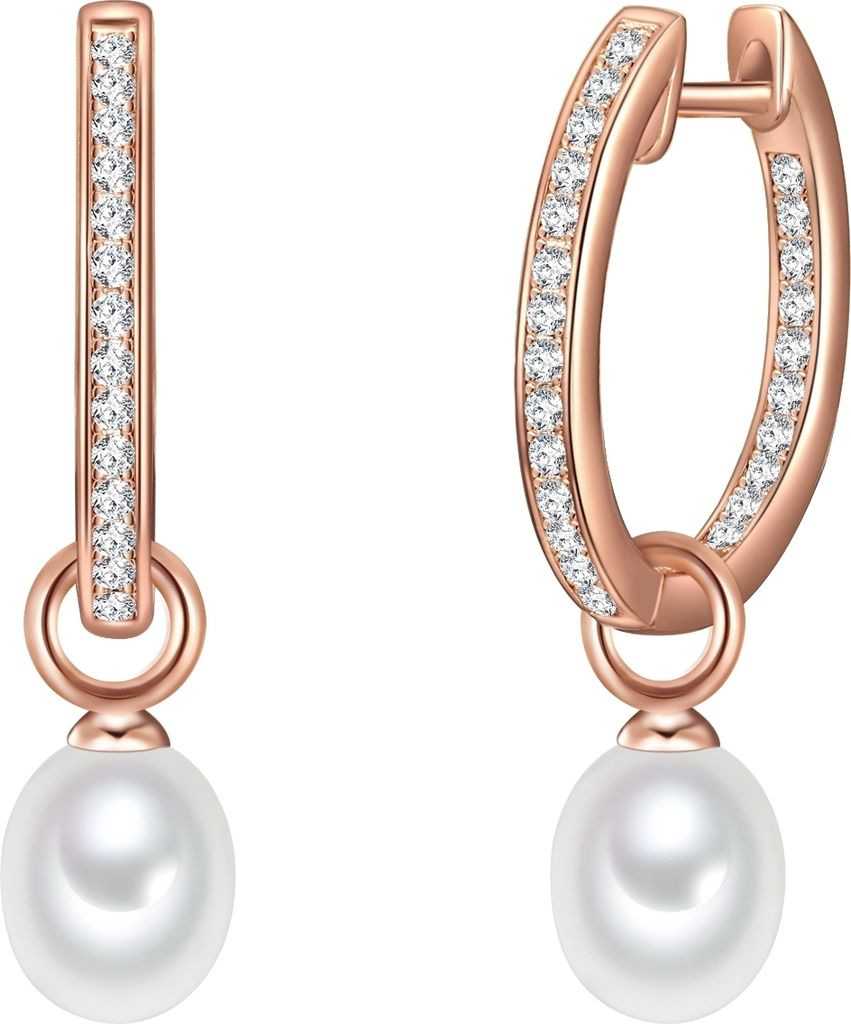 Valero Pearls Creolen Sterling Silber Zirkonia Süßwasser-Zuchtperle 50100056