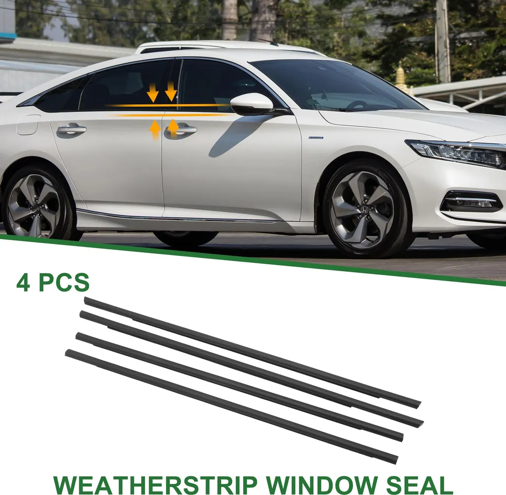 Joint d'Étanchéité de Fenêtre Honda Accord 2018-2020 PVC Noir 4 Pièces