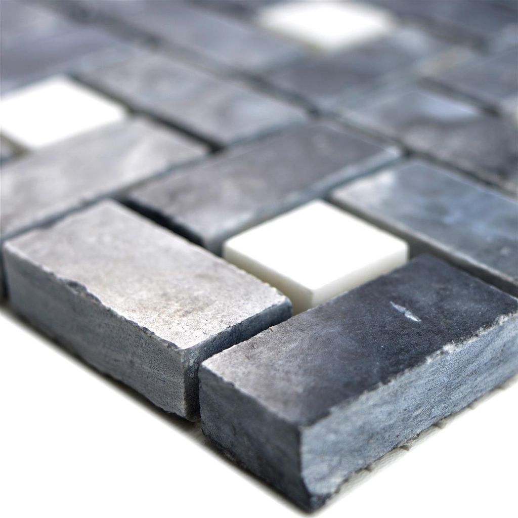 Naturstein Marmor Mosaik Fliesen Umay Schwarz Weiß